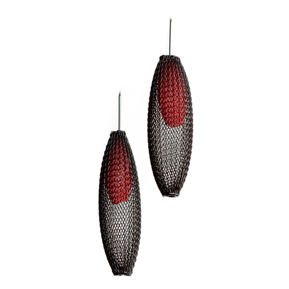 Earrings | Double Cocoon Mesh | Black & Red | Sophia Emmett