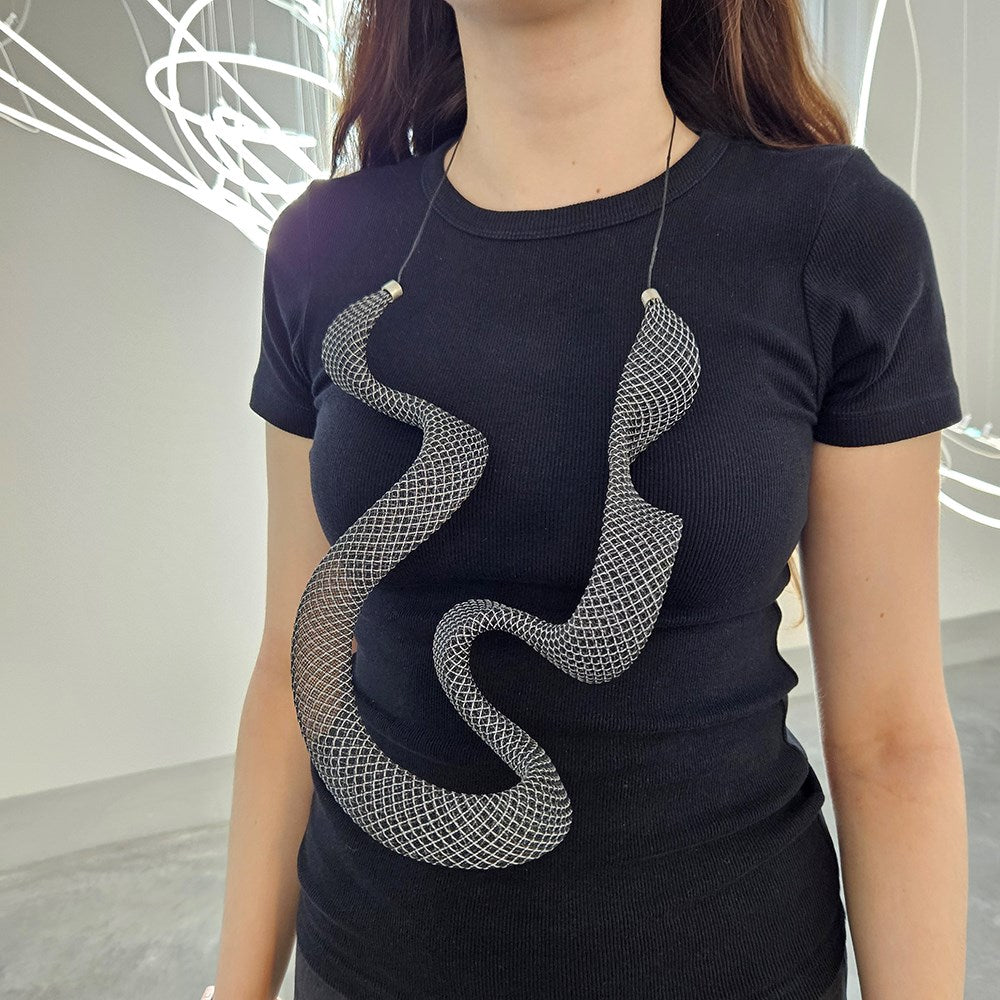 Necklace | Sculptural ribbon | black mesh | Sophia Emmett