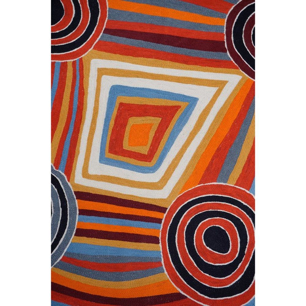 Wool Rug | Mary Napangardi Brown | Mina Mina Jukurrpa | 1.2 x 1.8m