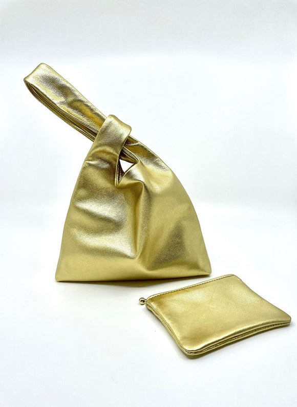 Bag | Leather Soft Sac | small | gold | Kerin English