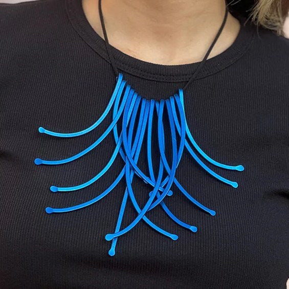 Necklace | Sculptural Straws | Blue and Turquoise