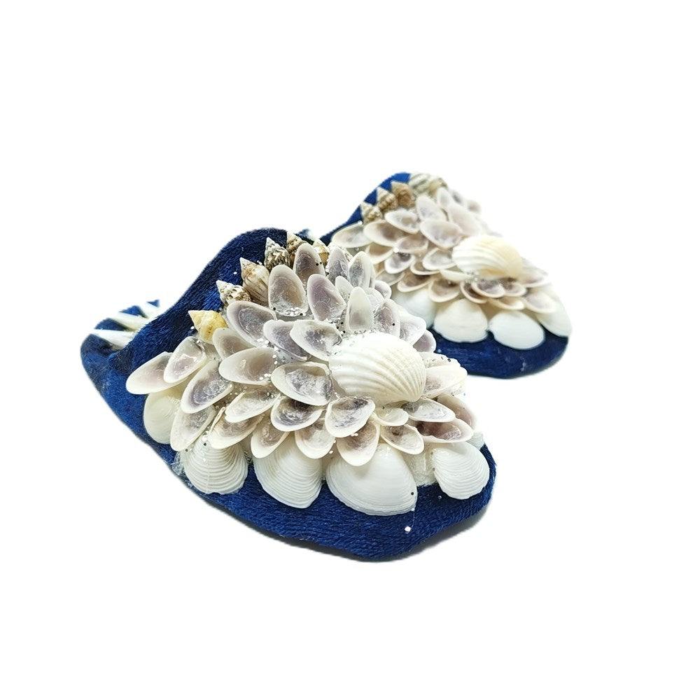Shellwork slippers | Marilyn Russell | dark blue