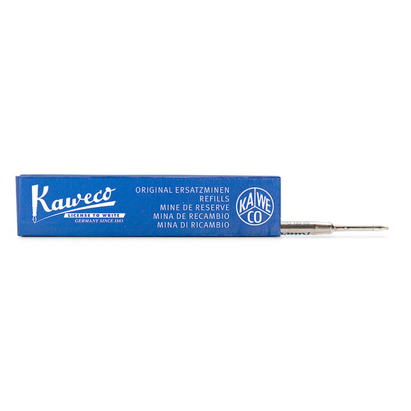 A silver pen refill is peering out of the black rectangular box with a white 'Kaweco' logo.  