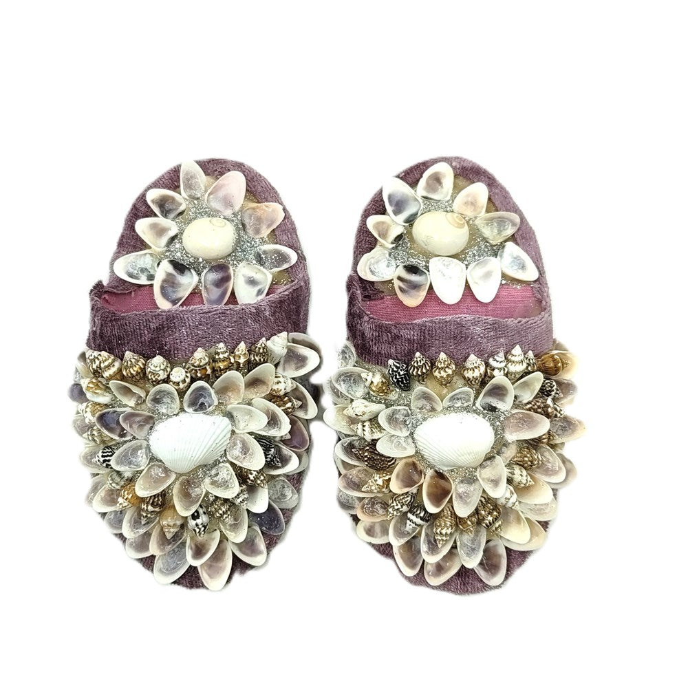 Shellwork slippers | Marilyn Russell | lilac