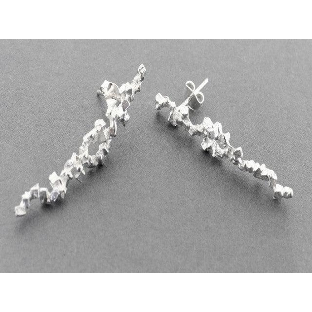 Earrings | Druzy long stud | Silver