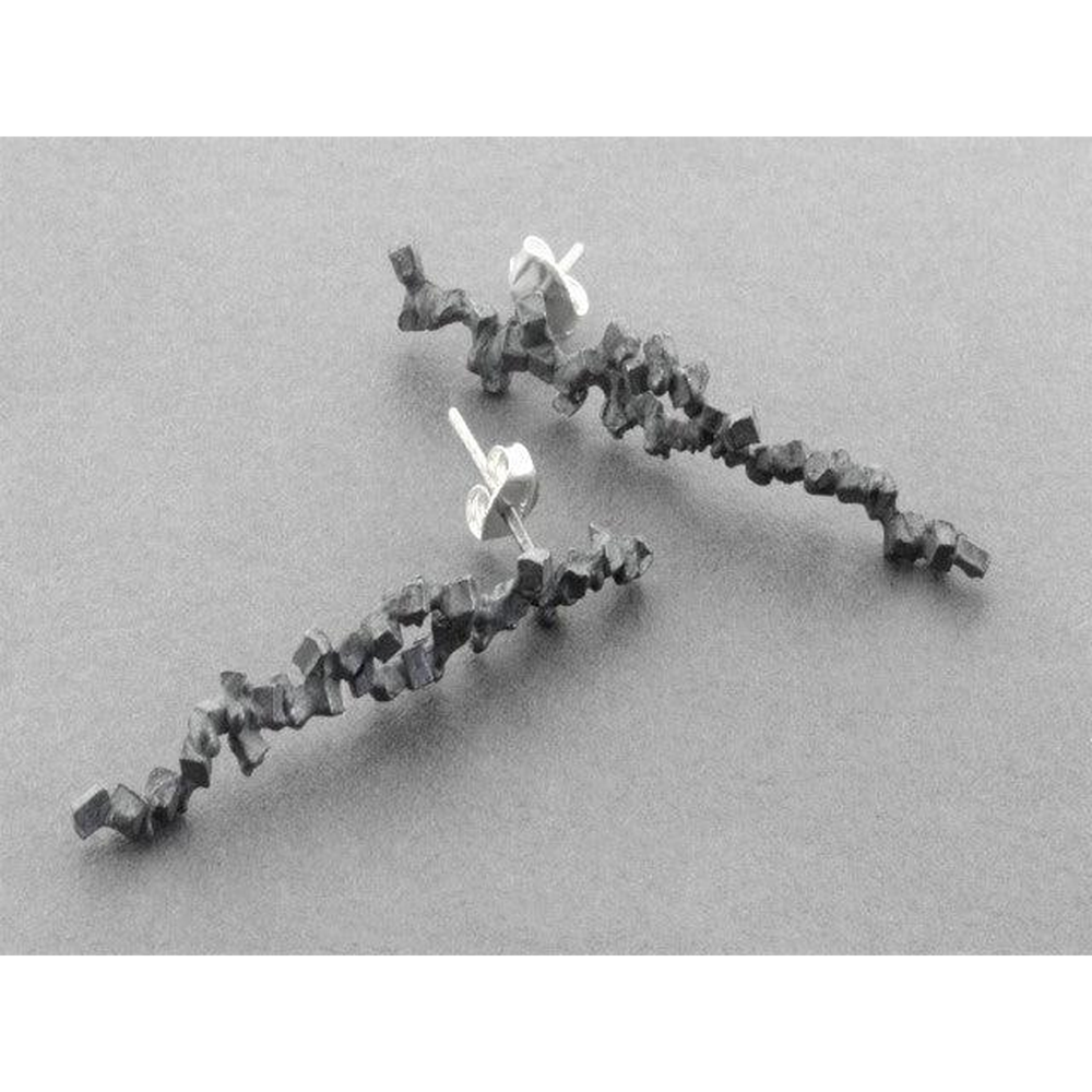 Earrings | Druzy long stud | Oxidised