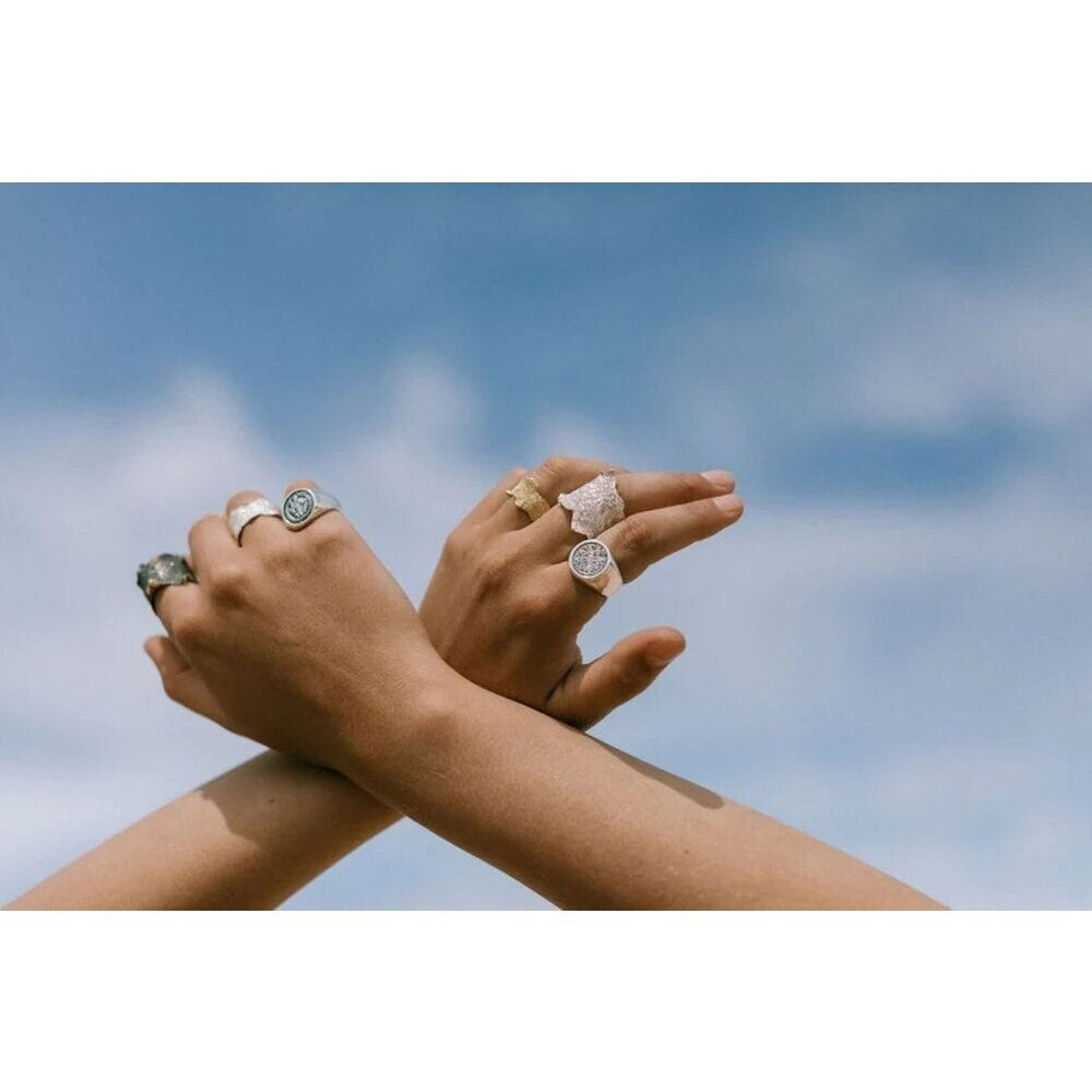Ring | Textured Torn Band : Long | Silver