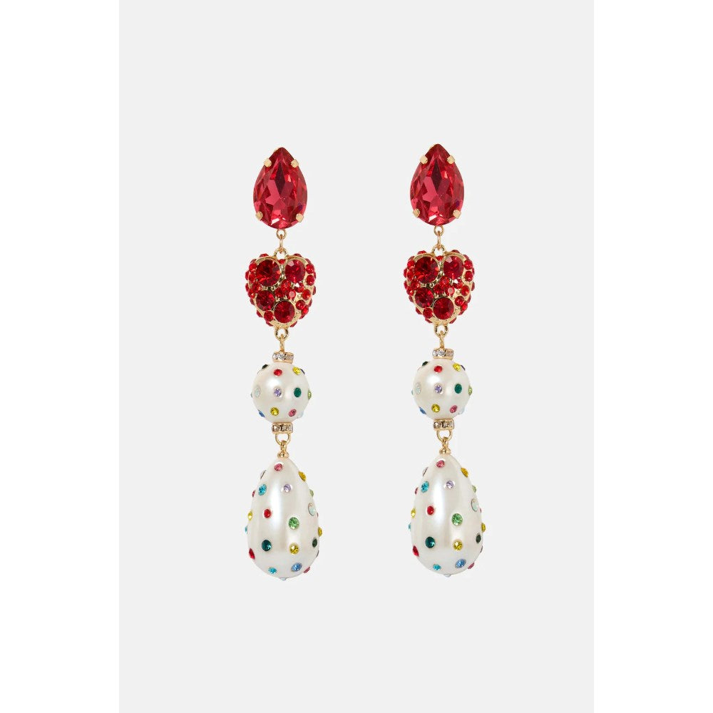 Earrings | Red Heart Pearl l | Romance Was Born