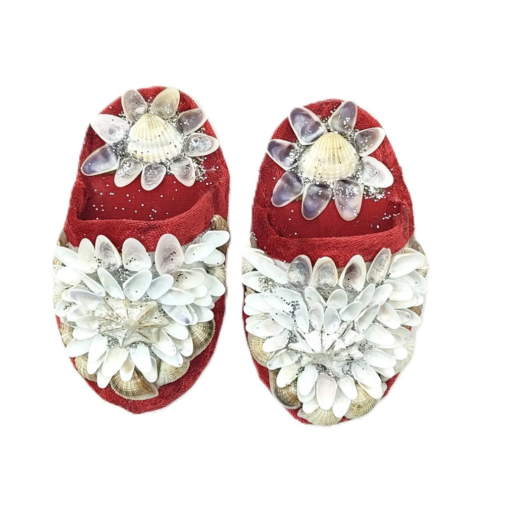 Shellwork slippers | Marilyn Russell | red