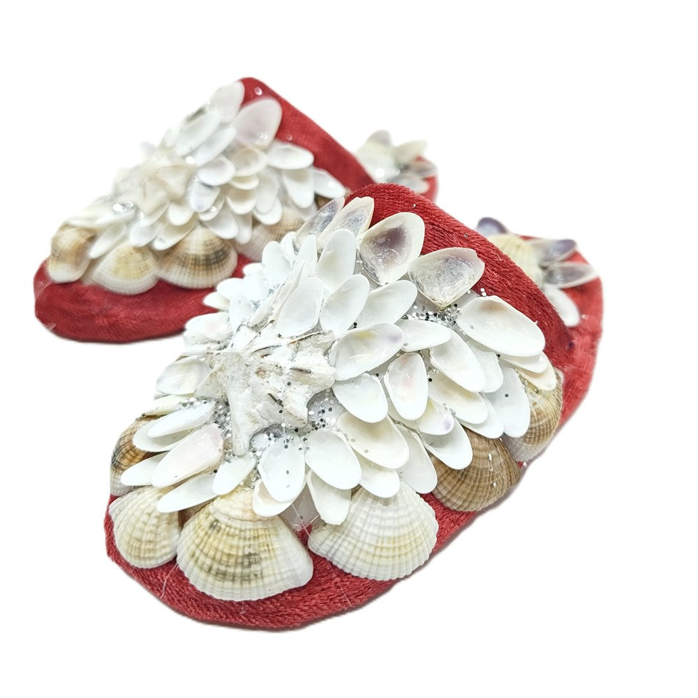 Shellwork slippers | Marilyn Russell | red