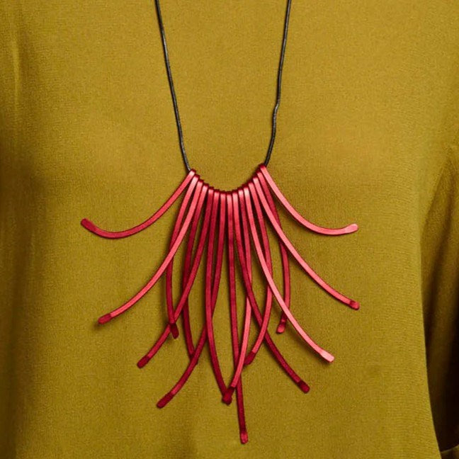 Necklace | Sculptural Straws | Red