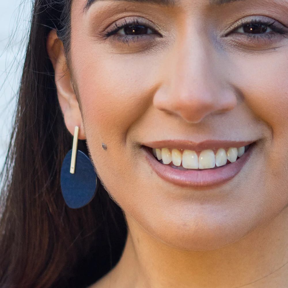 Earrings | palmera | dark blue