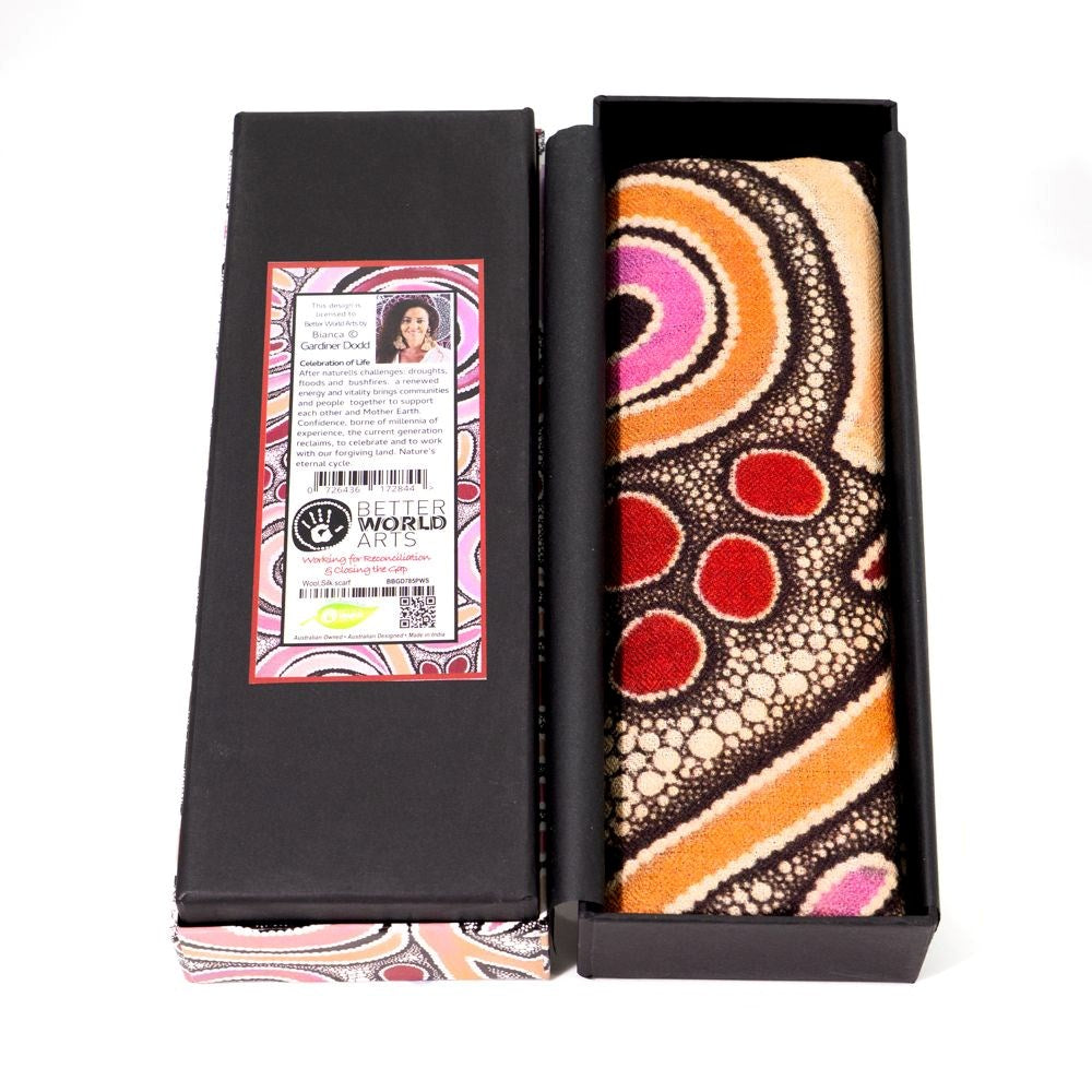 Scarf | Wool and Silk | Bianca Gardiner-Dodd | Pink and Orange
