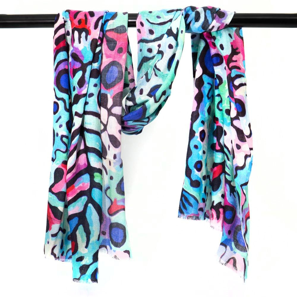 Scarf | Wool and Silk | Cedric Varcoe | Blue and Pink