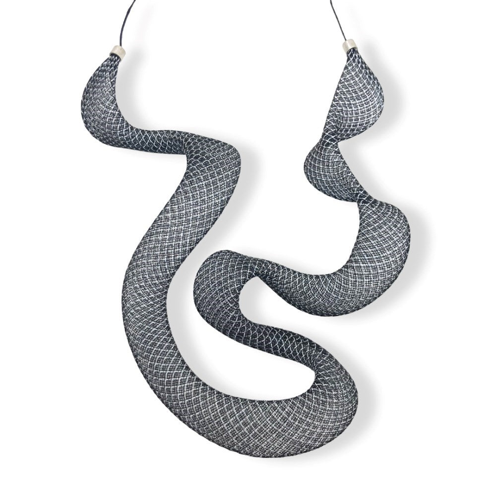 Necklace | Sculptural ribbon | black mesh | Sophia Emmett