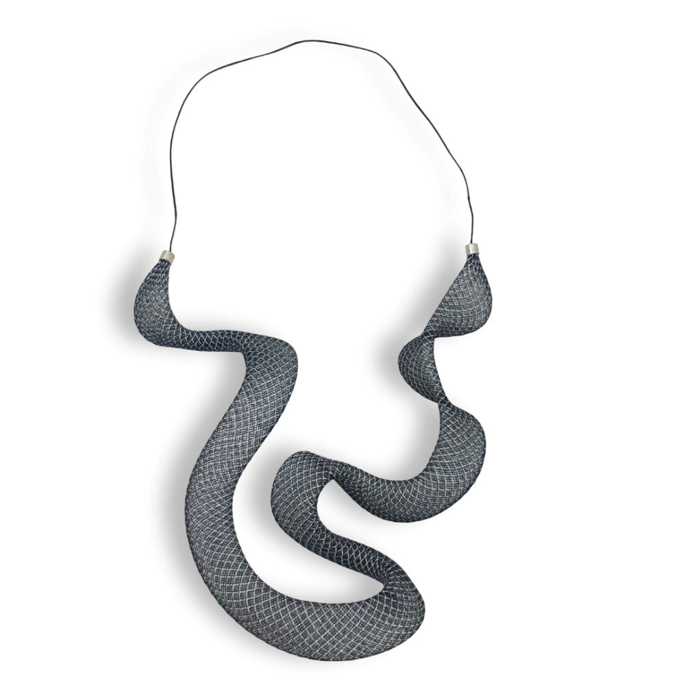 Necklace | Sculptural ribbon | black mesh | Sophia Emmett