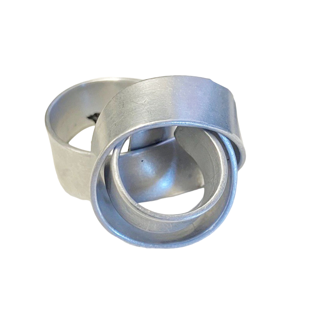 Ring | Thick knot | black, brown & silver