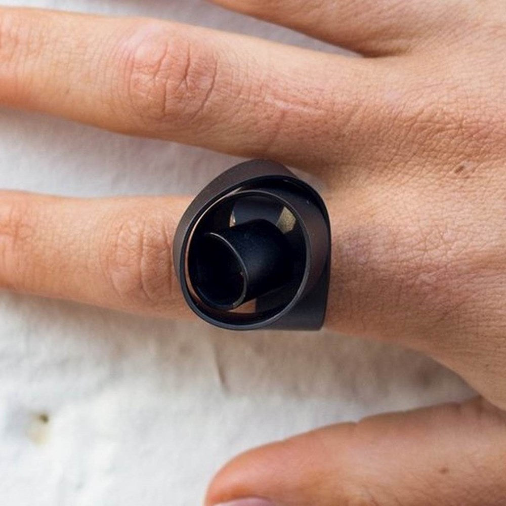 Ring | Thick knot | black, brown & silver