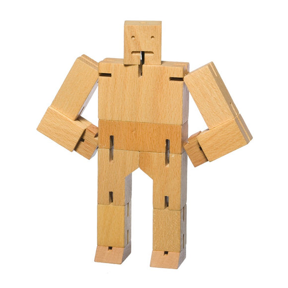 Cubebot | Wooden robot toy | small | natural