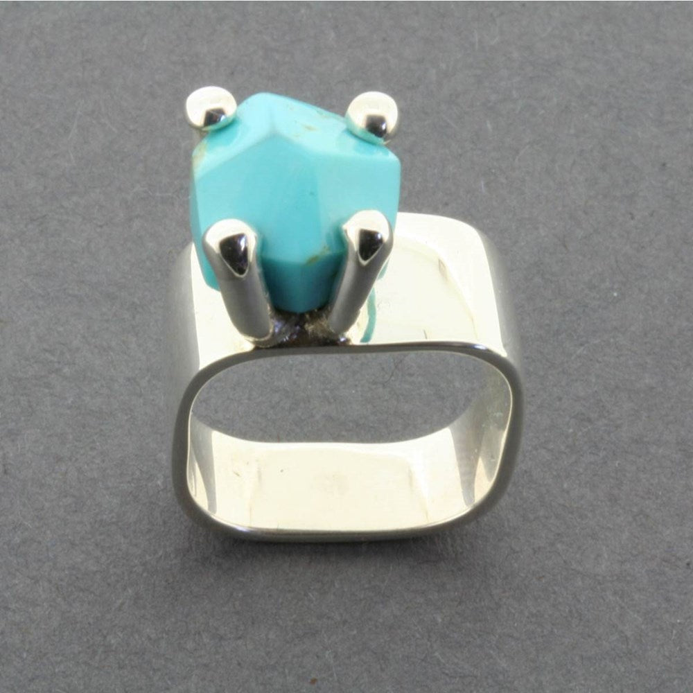 Ring | Sterling Silver & Turquoise | Square Claw