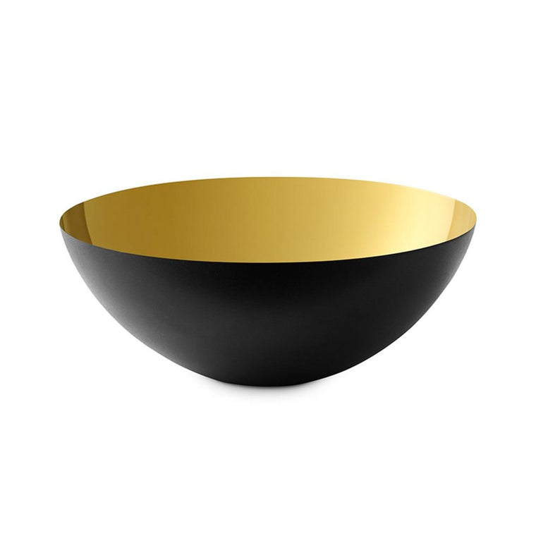 A Krenit bowl with a matte outer surface and a reflective gold surface inside. 