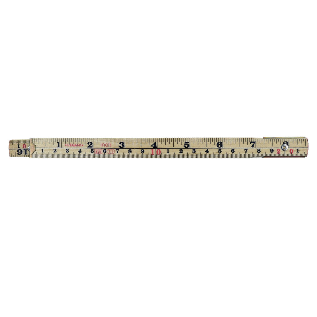 The beech wood ruler folded into its 20cm compacted form.
