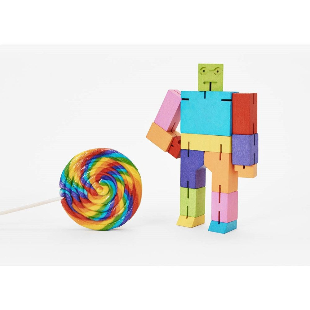 Cubebot | Wooden robot toy | medium | multicoloured