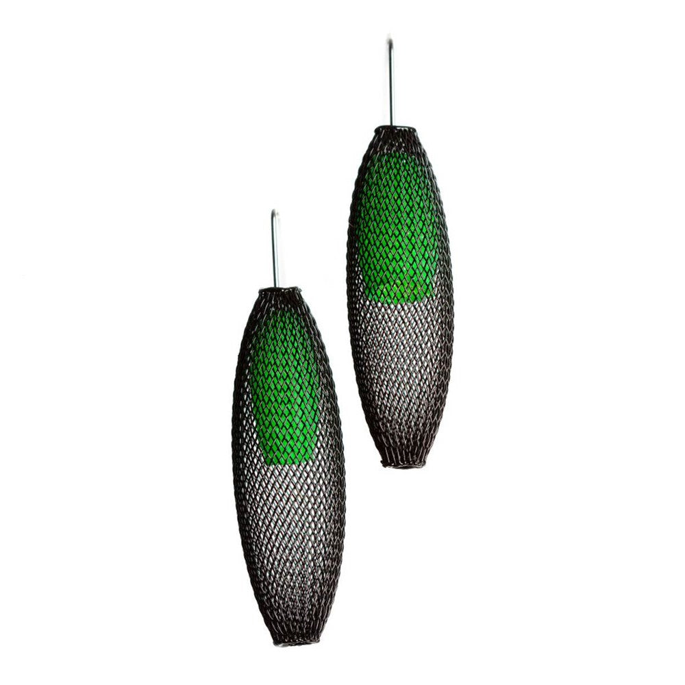 Earrings | Double Cocoon Mesh | Black & Green | Sophia Emmett