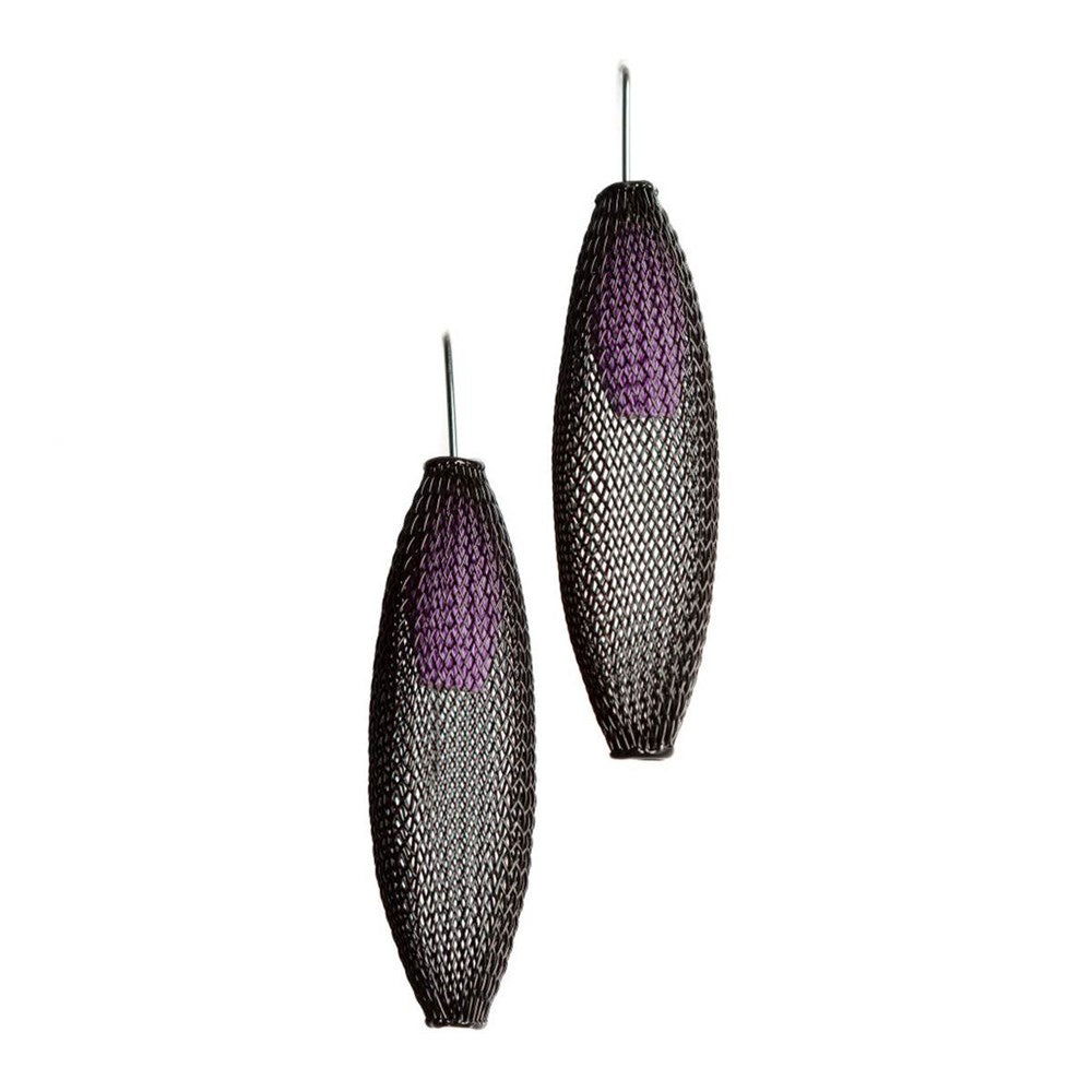 Earrings | Double Cocoon Mesh | Black & Purple | Sophia Emmett