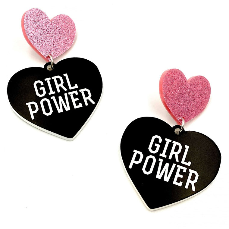Earrings | Girl power | small | pink glitter