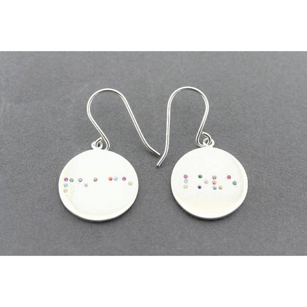 Earrings | Sterling silver | Braille peace & love