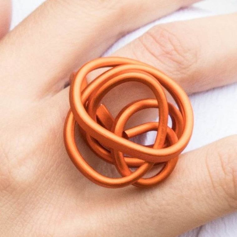 Ring | Fine knot | aluminium | orange & yellow