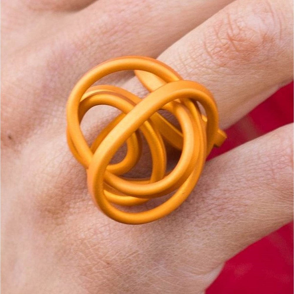 Ring | Fine knot | aluminium | orange & yellow