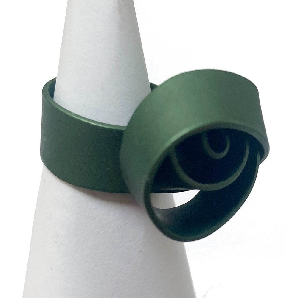 Ring | Thick knot | aluminium | green