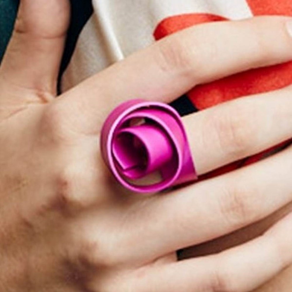 Ring | Thick knot | aluminium | red & pink