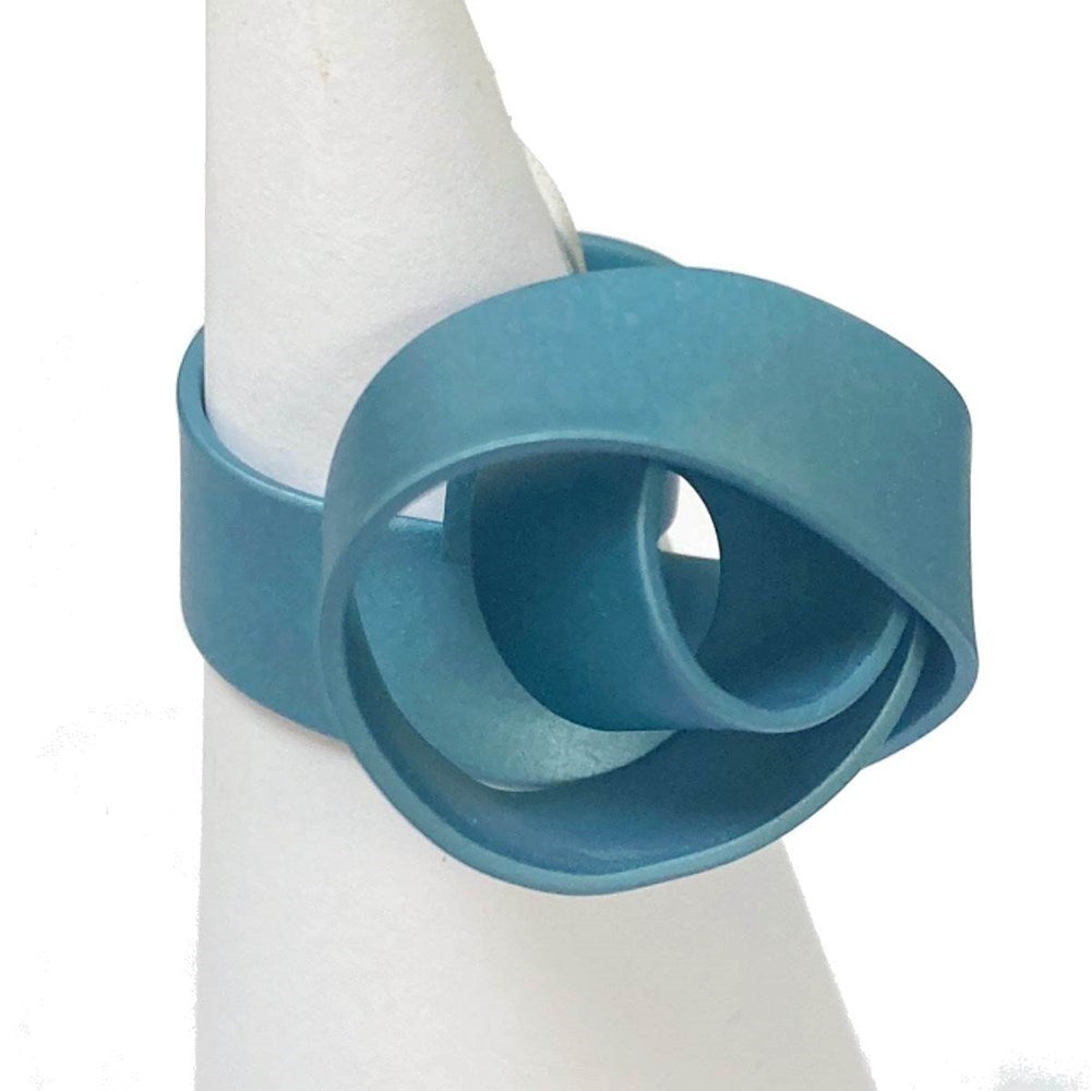 Ring | Thick knot | aluminium | light blue