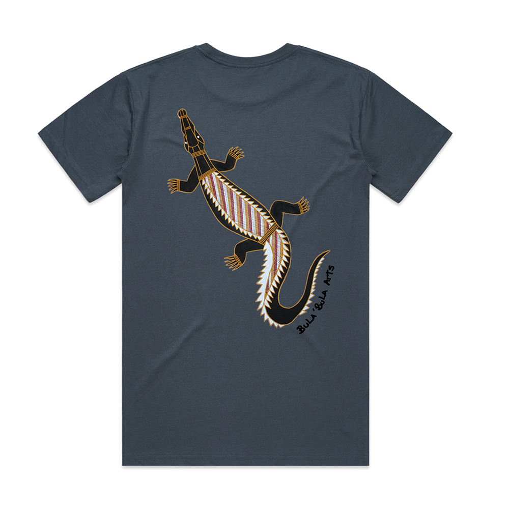 T-shirt | Baru (crocodile) on blue | Bula'bula Arts