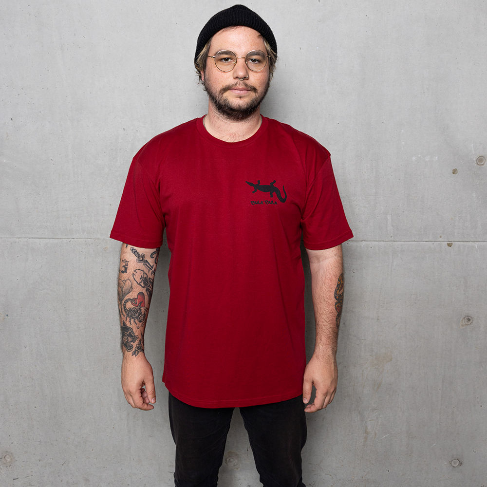 T-shirt | Baru (crocodile) on red | Bula'bula Arts