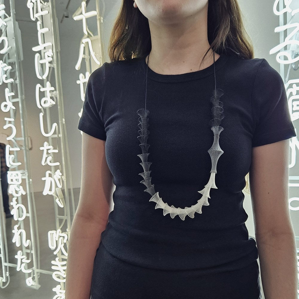 Necklace | Sculptural cone | black & white mesh | Sophia Emmett