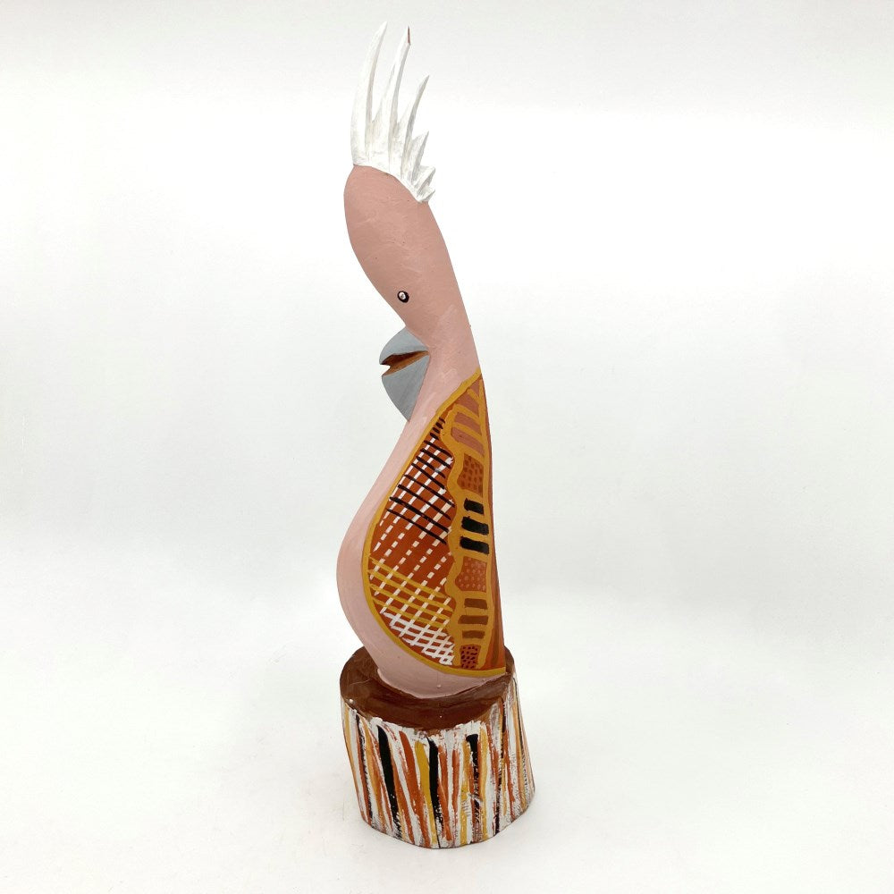Sculpture | Pink cockatoo carving by Thomas Munkano | Ngaruwanajirri Inc