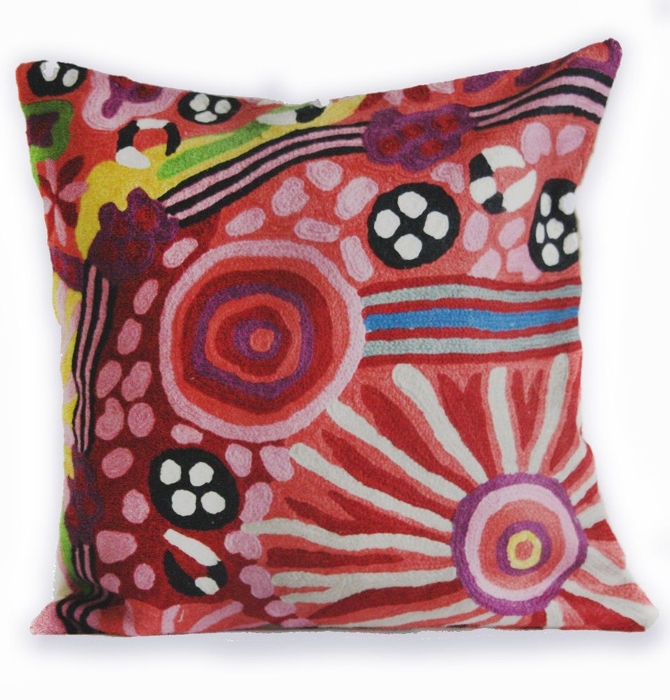 Cushion Cover | Wool 40cm | Damien & Yilpi Marks | red, pink & yellow