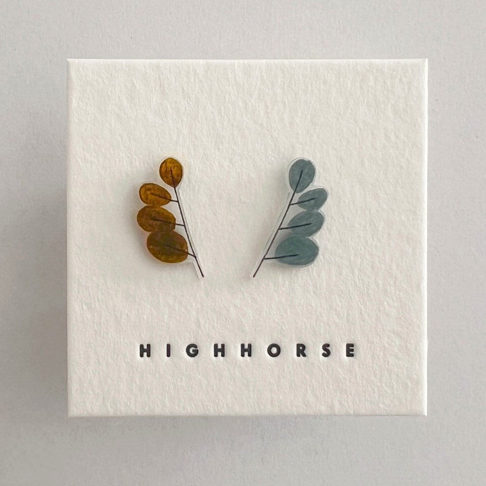 Earrings | Botanica leaf stem studs | Highhorse