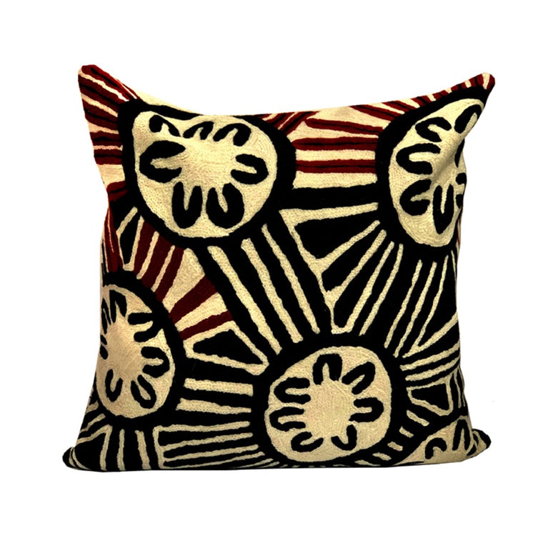 Cushion Cover | Wool 40cm | Jeannie a Uluru | black, white and maroon