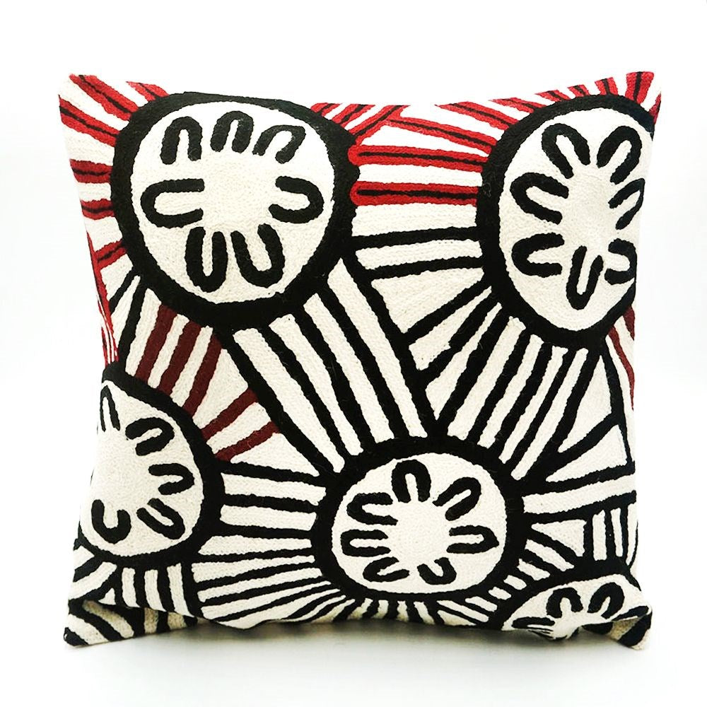 Cushion Cover | Wool 40cm | Jeannie a Uluru | black, white and maroon