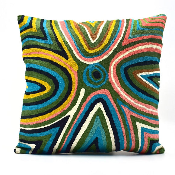 Cushion cover | Rama Sampson | 40cm | blue, green, yellow & black