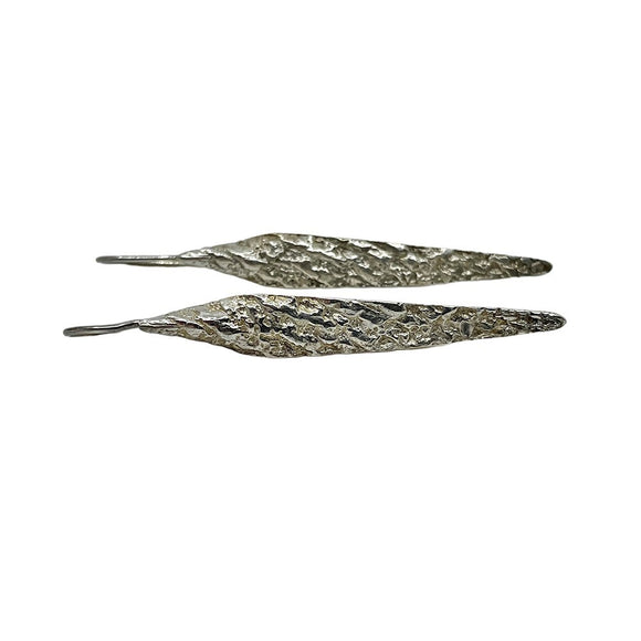 Earrings | Leaf Drop | Gorilla skin imprint | Sterling silver | Made by Lisa Roet