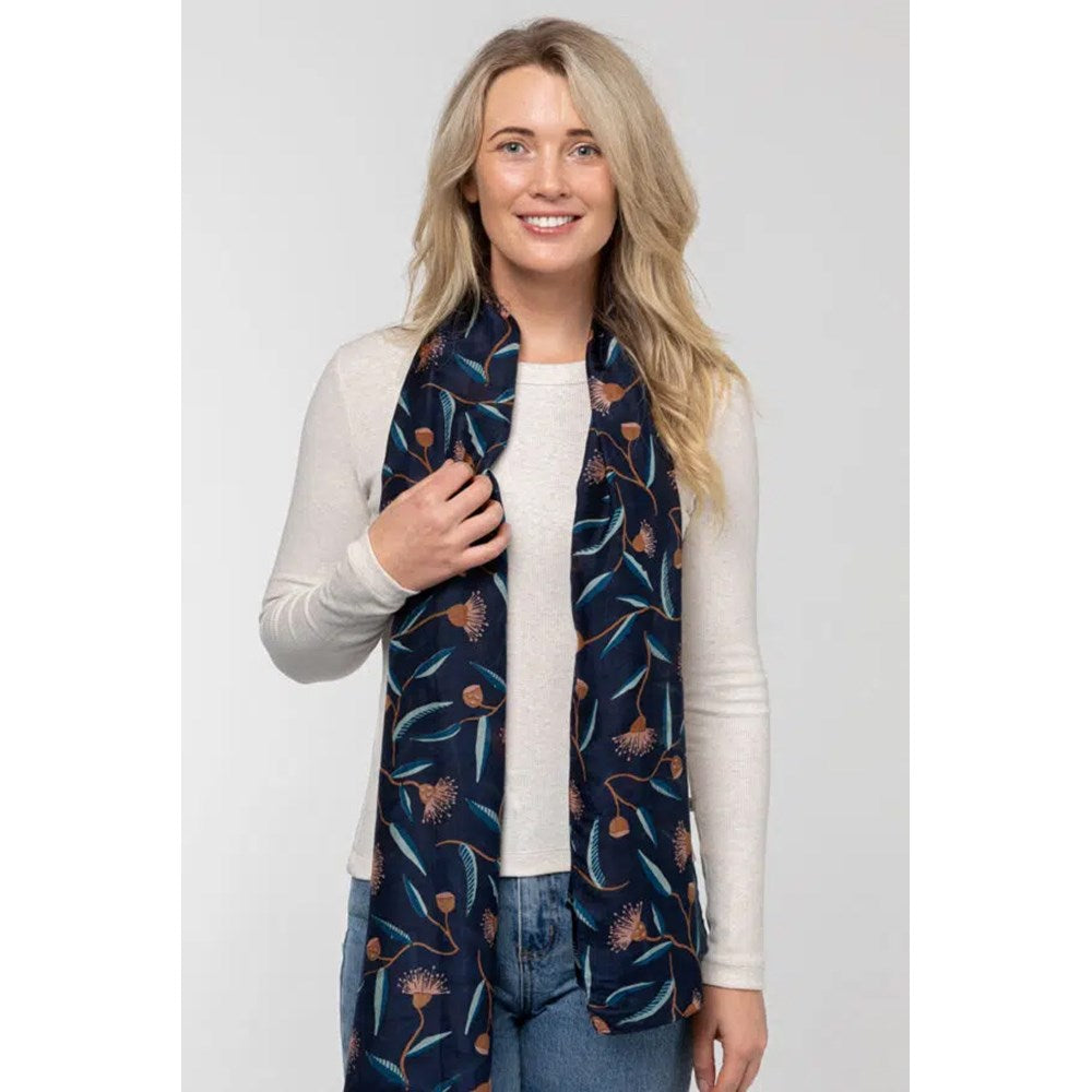 Scarf | Silk | flowering gum | blue