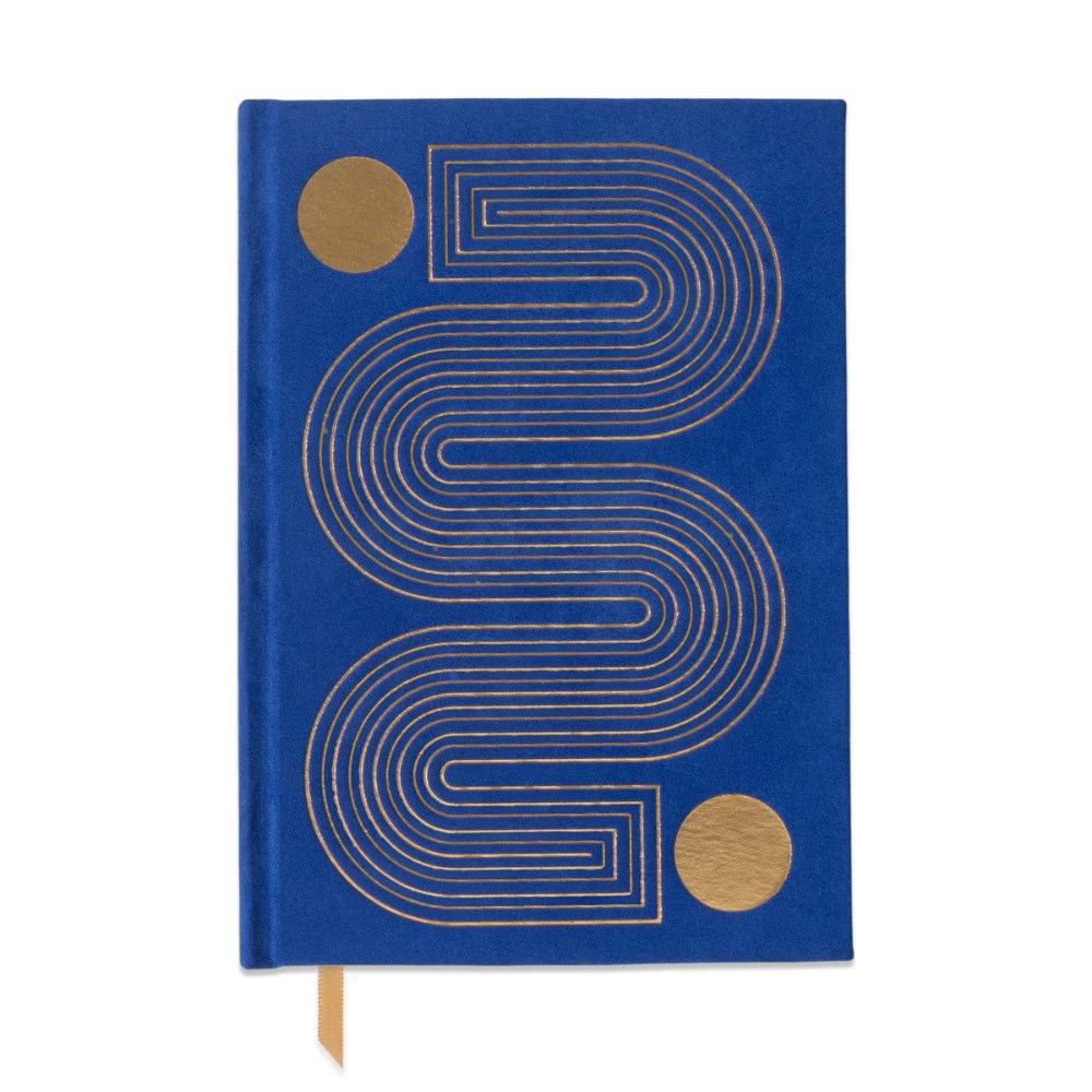 Hardcover journal | Serpentine lines | blue suede