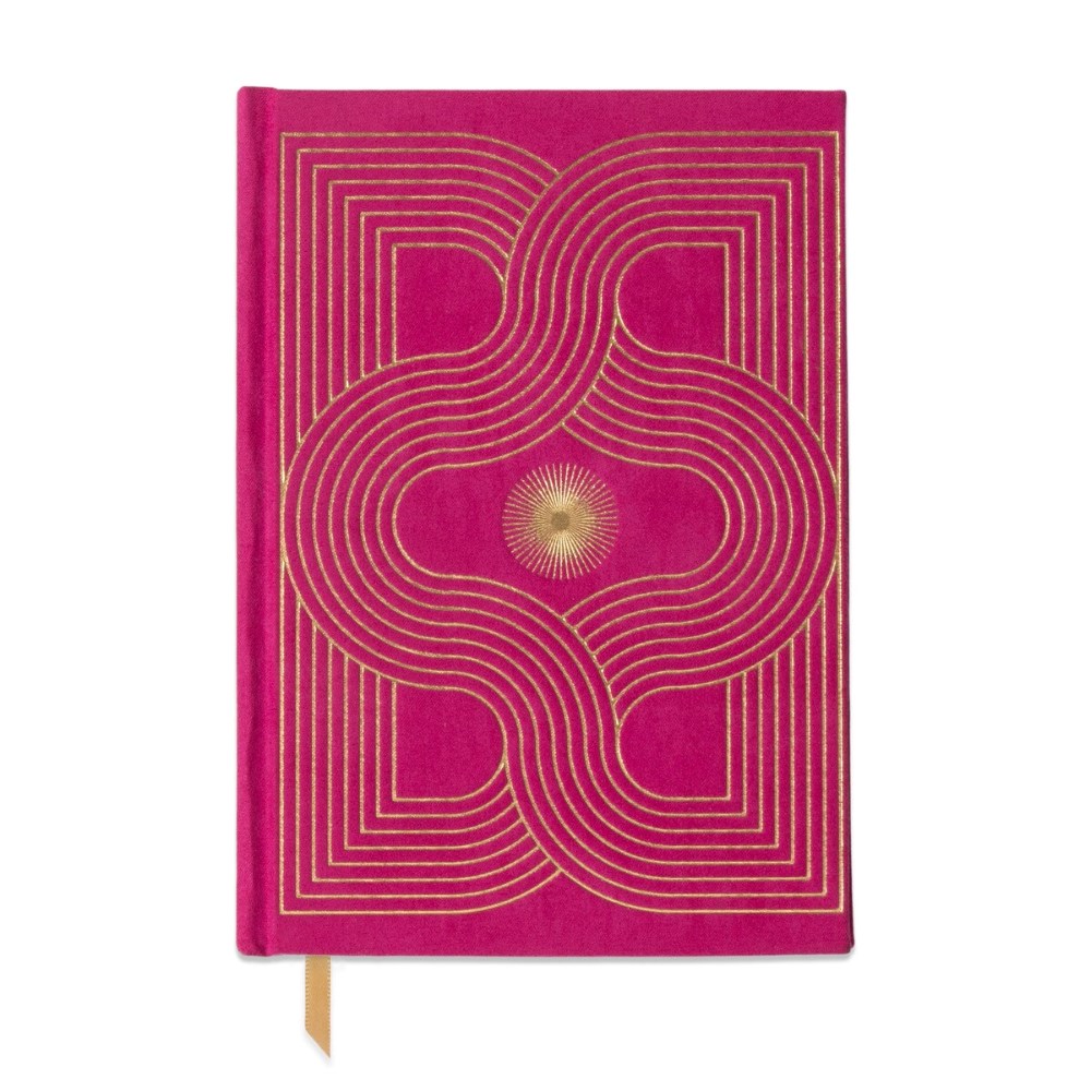 Hardcover journal | Nested curves | pink suede