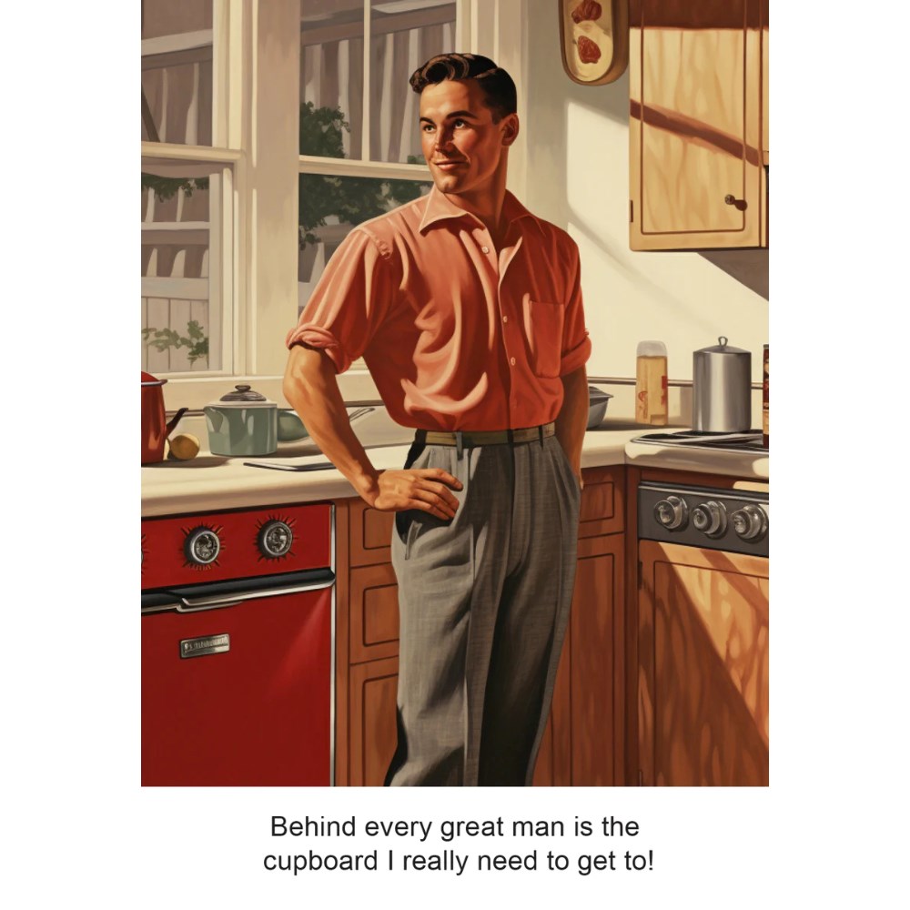 Greeting card | Retro man cupboard | all occasions